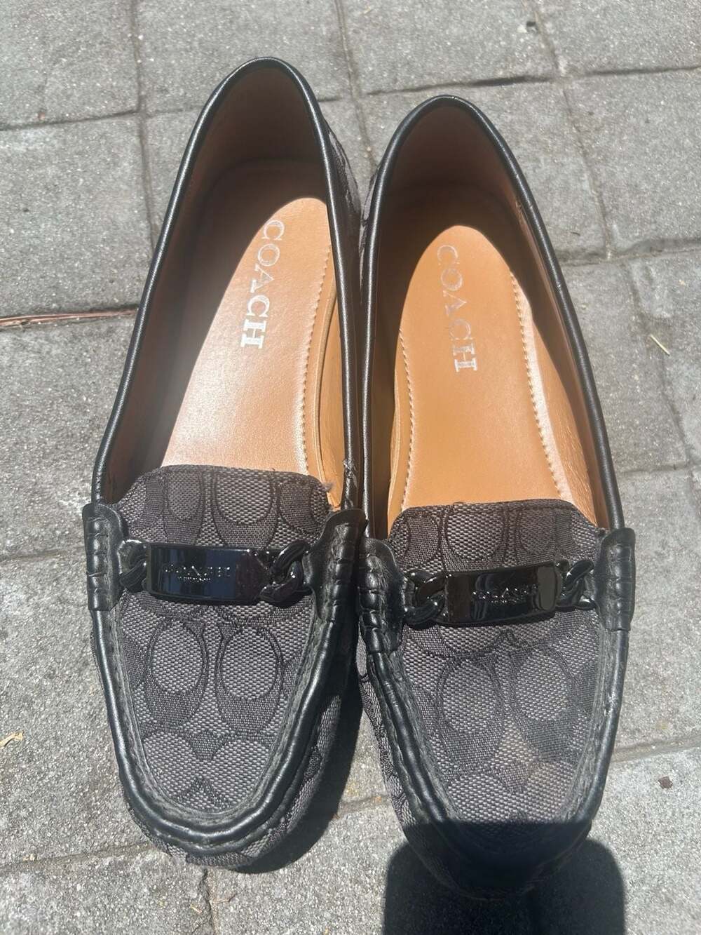 Coach Olive Signature Logo Loafers Black Size 8.5B